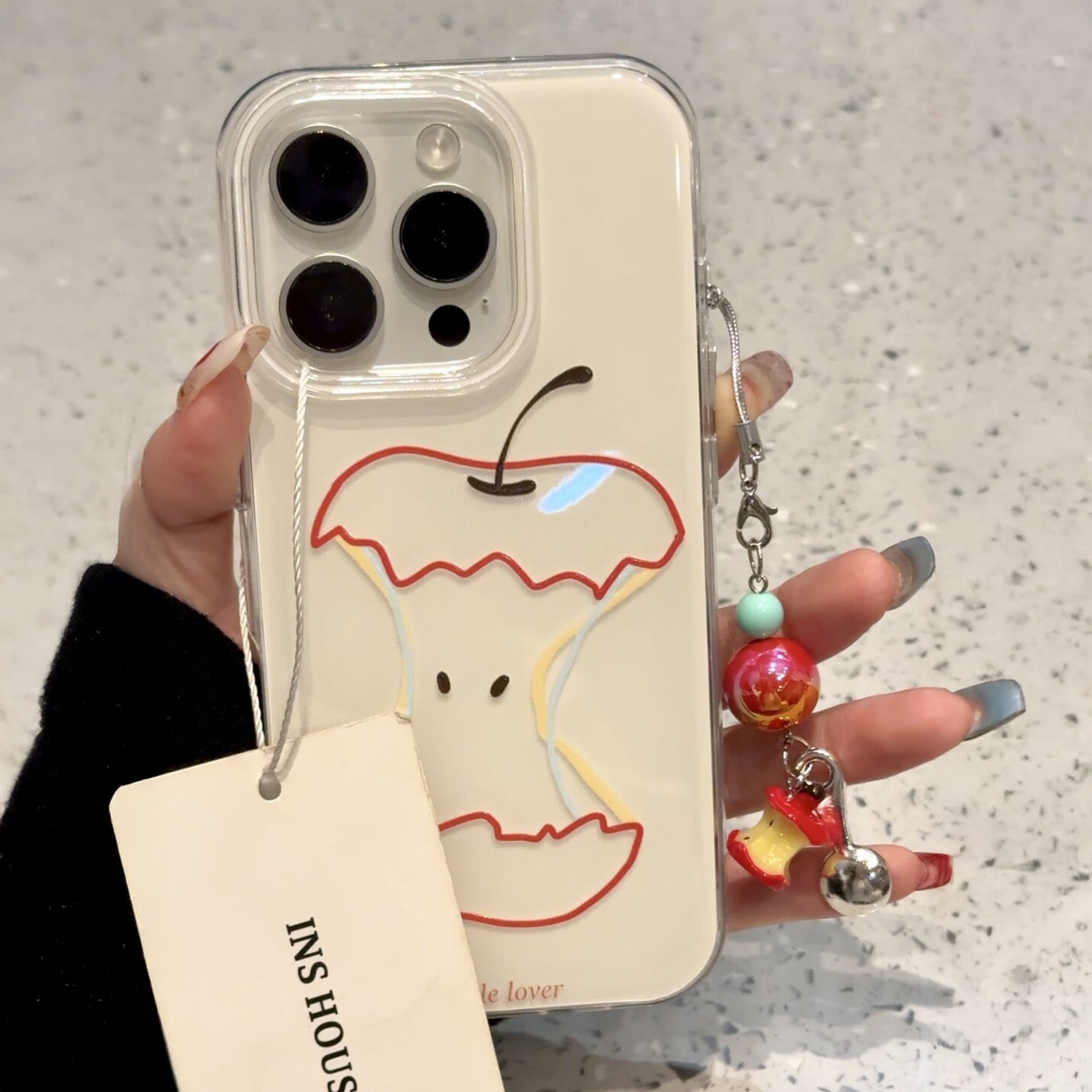多巴胺线条苹果核适用于iphone15promax手机壳苹果16保护套14带挂件13防摔12新款全包15pro情侣max手机套小众