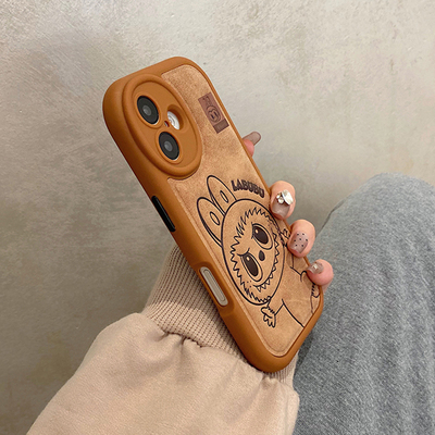 趣味可爱拉布布皮质适用于苹果16手机壳iphone15保护套14带挂绳13防摔新款15promax高级感15pro网红max手机套