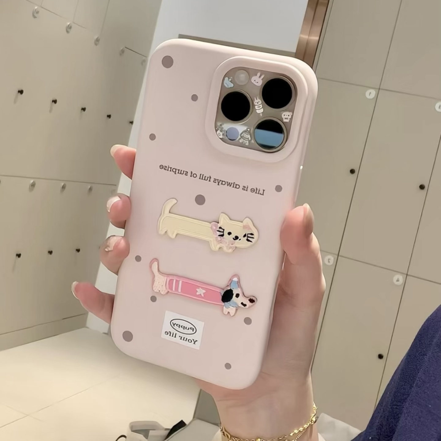 可爱卡通刺绣小狗猫咪适用于iphone17手机壳苹果15保护套14硅胶13防摔12新款15promax女款16pro软max手机套11