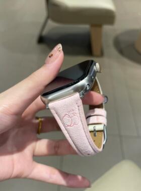 可爱粉色小狗适用iwatch10苹果手表applewatch9表带s10创意s8s7创意Ultra2新款45SE简约s6女S9超火高级感个性