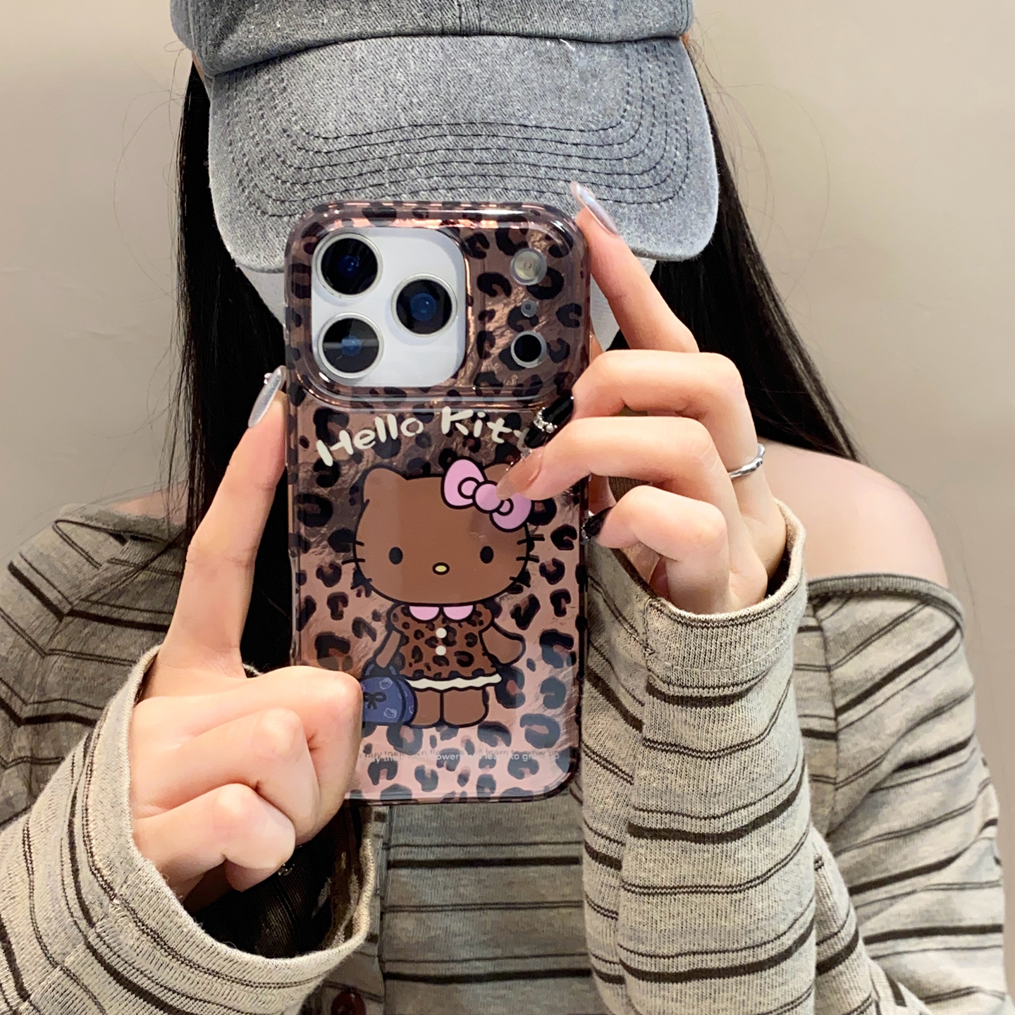 ins可爱棕豹纹裙拎包kt猫适用于苹果15手机壳iphone16保护套14全包13新款17promax复古16pro少女心max手机套p