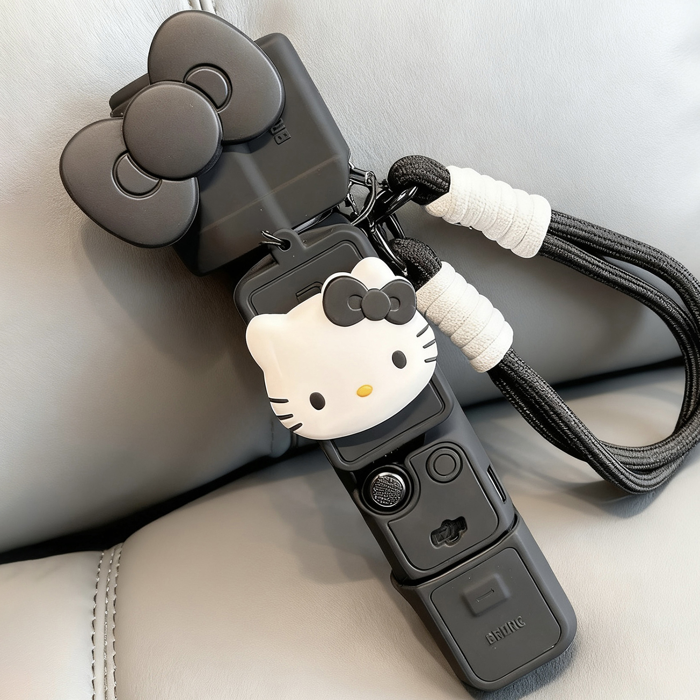 黑色hellokitty猫咪适用于大疆保护壳pocket3保护套可爱硅胶镜头云台相机防刮配件方便携带防剐蹭保护收纳套