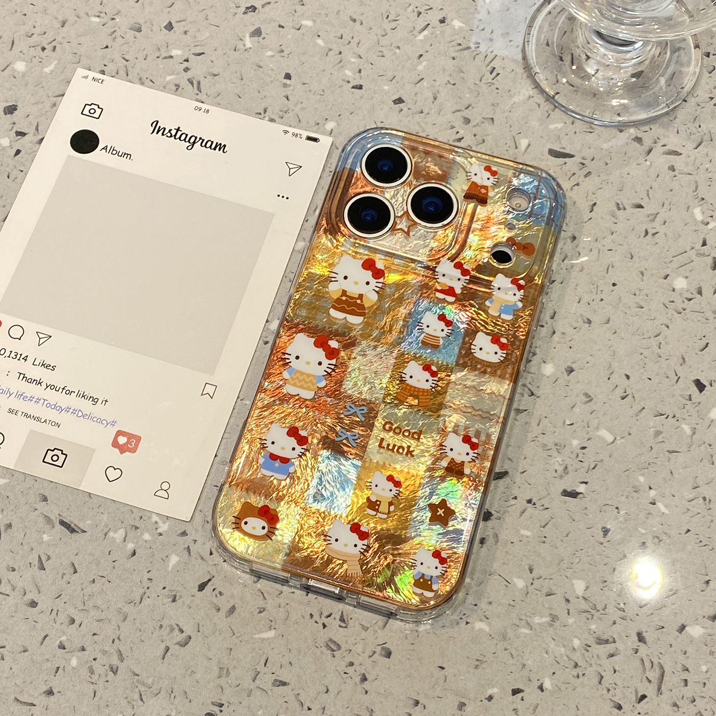 日韩ins晕染拼接宫格KT猫适用于iphone17promax手机壳苹果15保护套14小众13防摔新款16pro个性max超火手机套