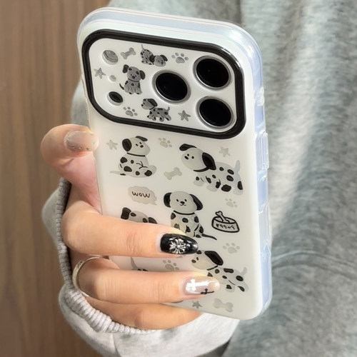 【每日新品】可爱斑点狗狗插画适用于苹果18promax手机壳iphone17pro保护套16/15新款17pm超好看巨好看高级感