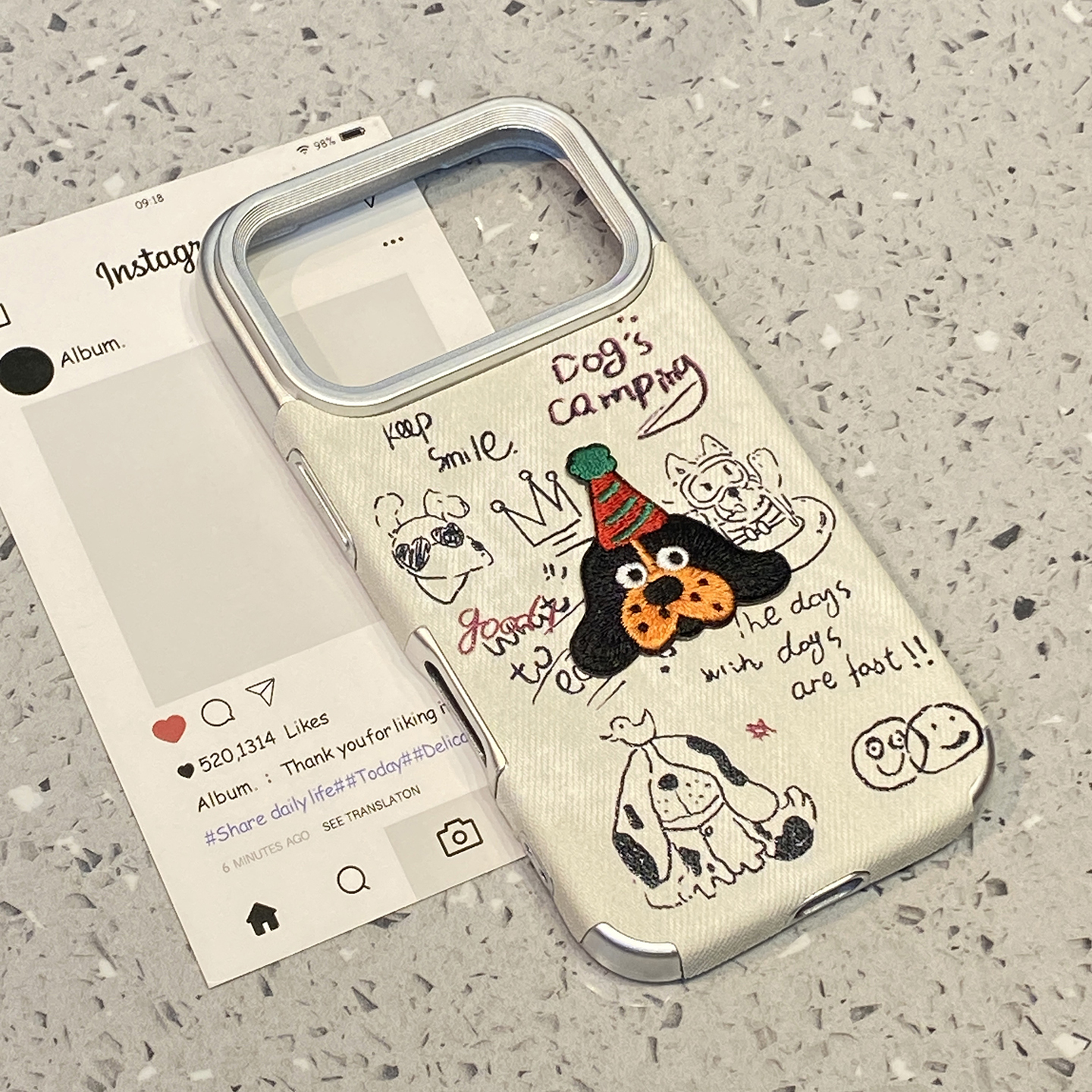 趣味卡通可爱刺绣小狗适用于iphone17pro手机壳苹果16保护套14皮纹13防摔新款15promax网红爆款max高级手机套