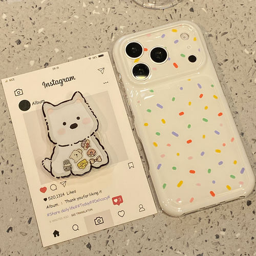ins彩条可爱西高地小狗适用于iphone17promax手机壳苹果16保护套17pm新款15pro带支架max手机套全包防摔超火