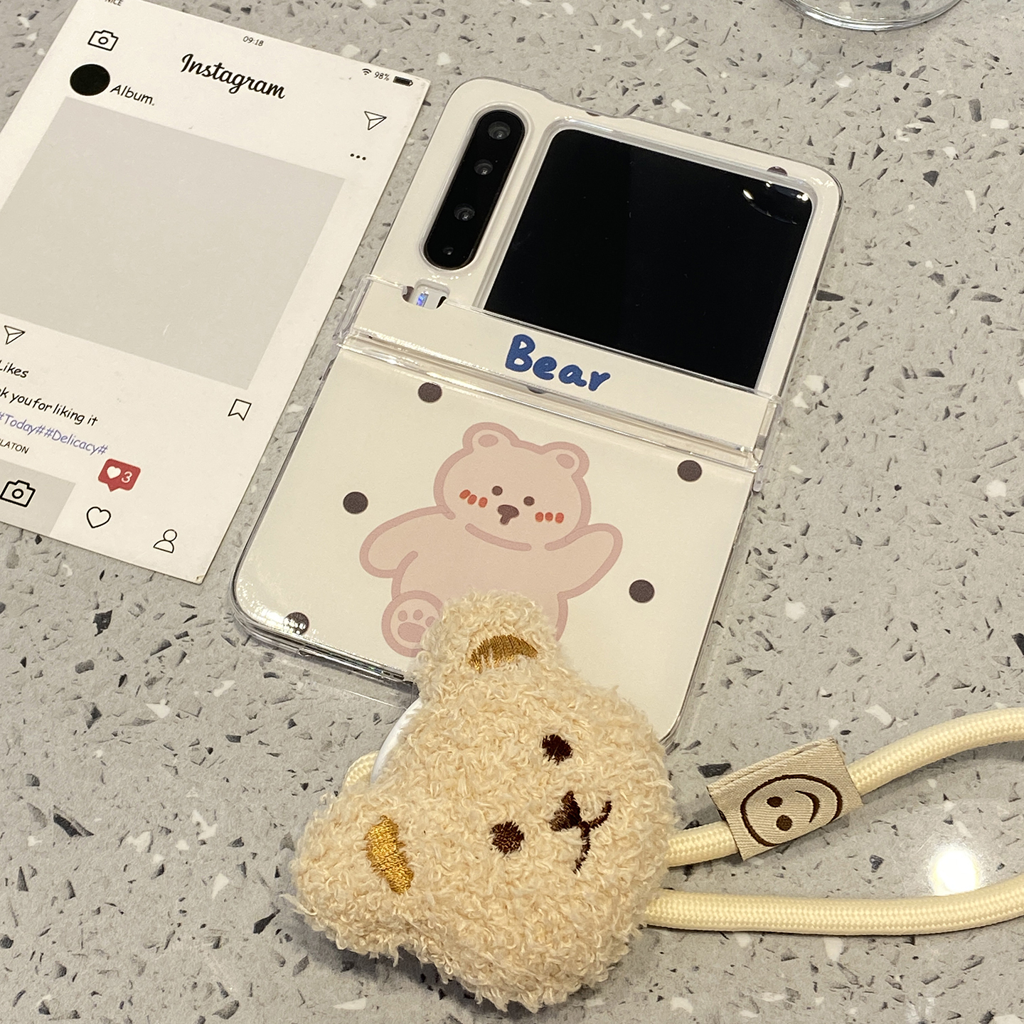 【每日新品】可爱波点小熊挂绳适用华为purax手机壳Pocket2小米mixflip2女pura/x折叠屏s三星zflip7典藏版6/5