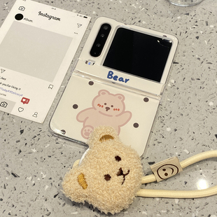 pura典藏版 可爱波点小熊挂绳适用华为purax手机壳Pocket2小米mixflip2女pura x折叠屏s三星zflip7典藏版