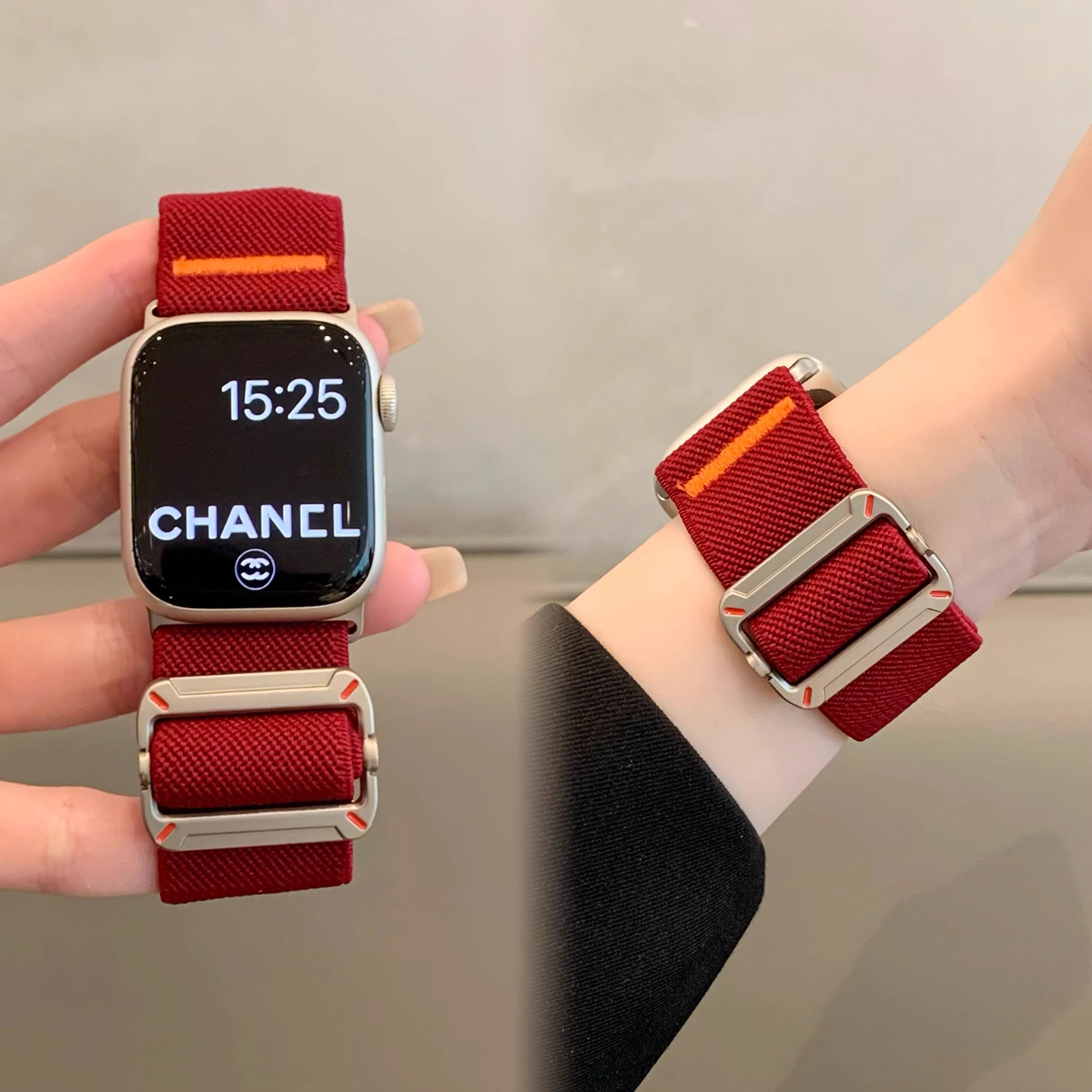 简约平纹尼龙编织弹力适用苹果手表iwatch10表带applewatch9新款手表带6回环S10舒适S9高级感S8运动7腕带透气