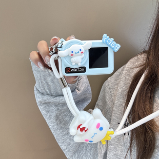 卡通可爱玉桂狗适用大疆action6代5pro/4/3运动相机镜头盖保护套防尘壳带挂脖挂绳硅胶防摔保护壳女款巨好看