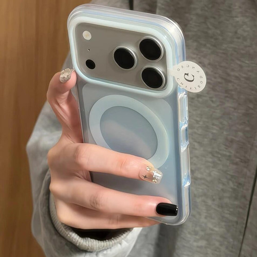高级感蓝晕染磁吸壳适用于苹果18promax手机壳iphone17pro保护套16p新款15/17pm全包防摔超火官简约商务外壳