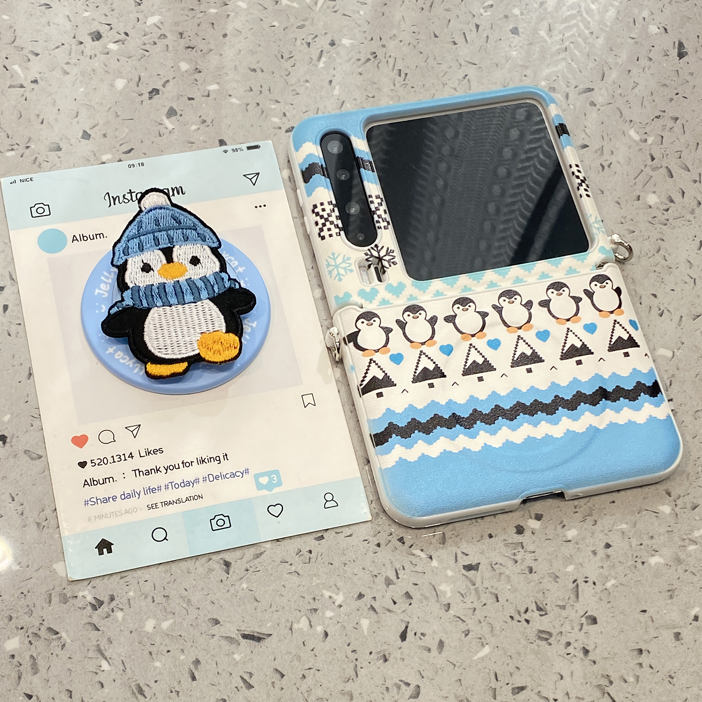 【每日新品】秋冬可爱企鹅支架适用华为purax手机壳Pocket2小米mixflip磁吸pura/x折叠屏三星zflip7典藏版6/5