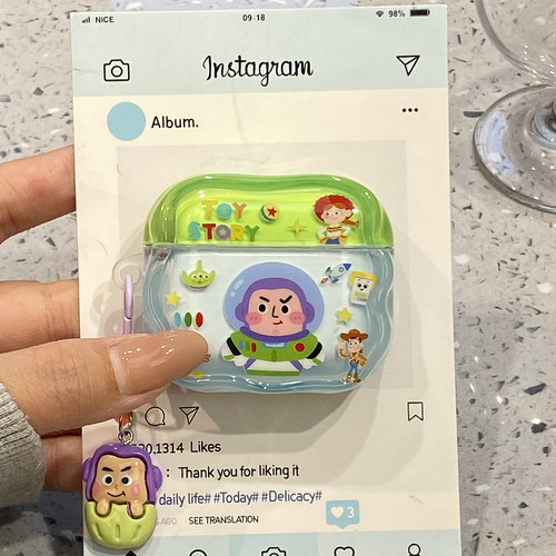 可爱巴斯光年适用airpodspro2保护套4代airpods3耳机套二代苹果airpodspro3无线蓝牙耳机壳外壳全包防摔超火