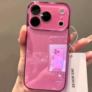 韩系简约纯色电镀钢化玻璃适用于苹果16手机壳iphone15保护套14全包镜头13新款 17promax高级15pro女max手机套