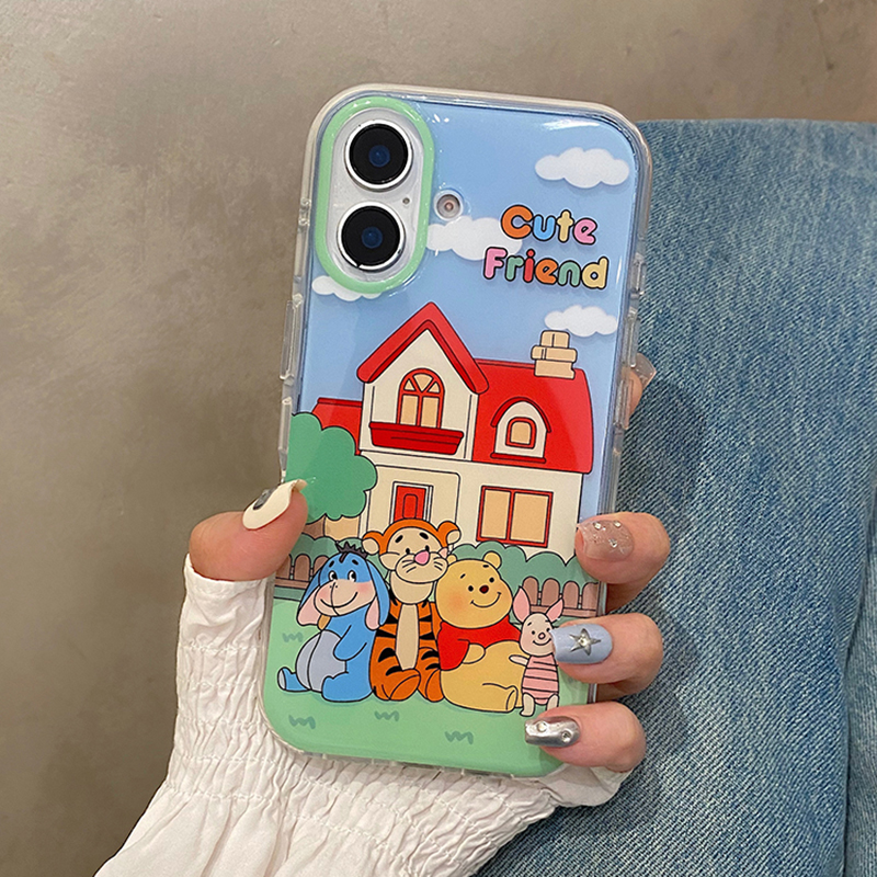 可爱房屋维尼熊小伙伴适用于苹果16pro手机壳iphone15保护套14全包13防摔新款15promax小众max手机套网红爆款
