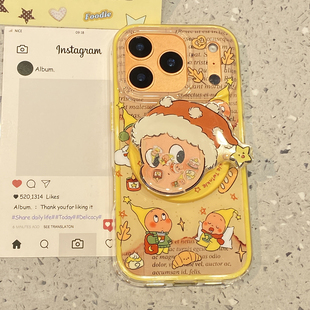 可爱卡通圣诞帽星星人适用于iphone17promax手机壳苹果16保护套14磁吸支架13全包新款 15pro创意max超火手机套