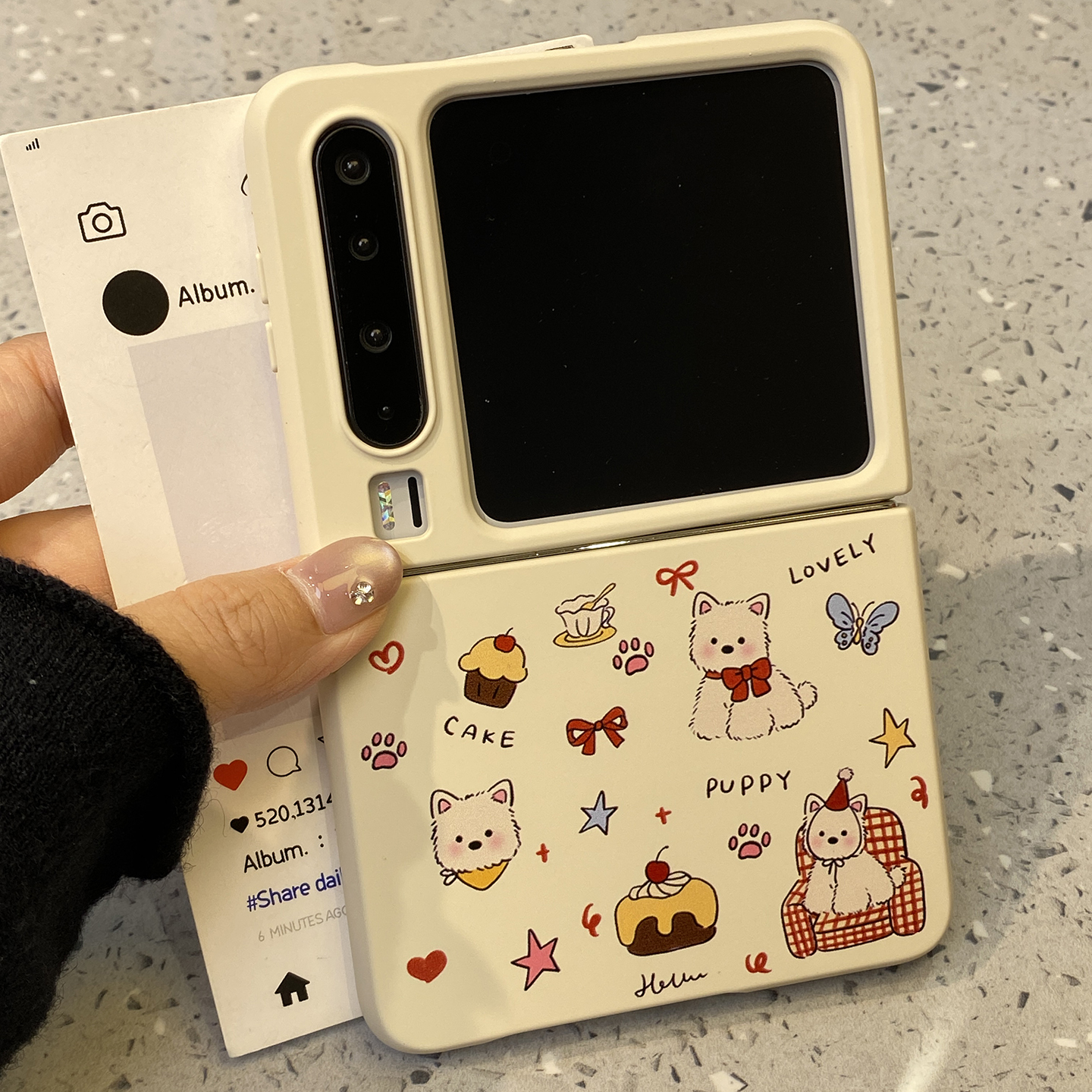 可爱蛋糕西高地狗狗适用华为purax折叠屏手机壳p50pocket2小米mixflip2三星zflip7女6带链条5典藏版硬壳超火