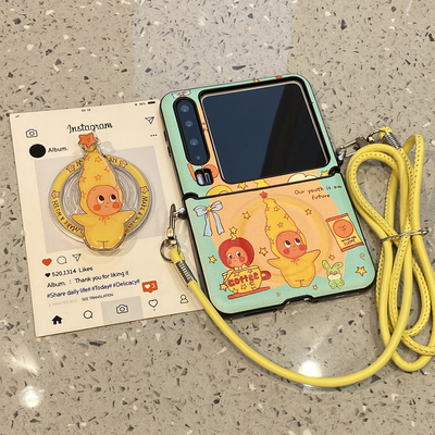 可爱星星人可斜跨挂绳适用华为purax折叠屏手机壳p50pocket2小米mixflip2三星zflip7/6磁吸5支架pura/x典藏版