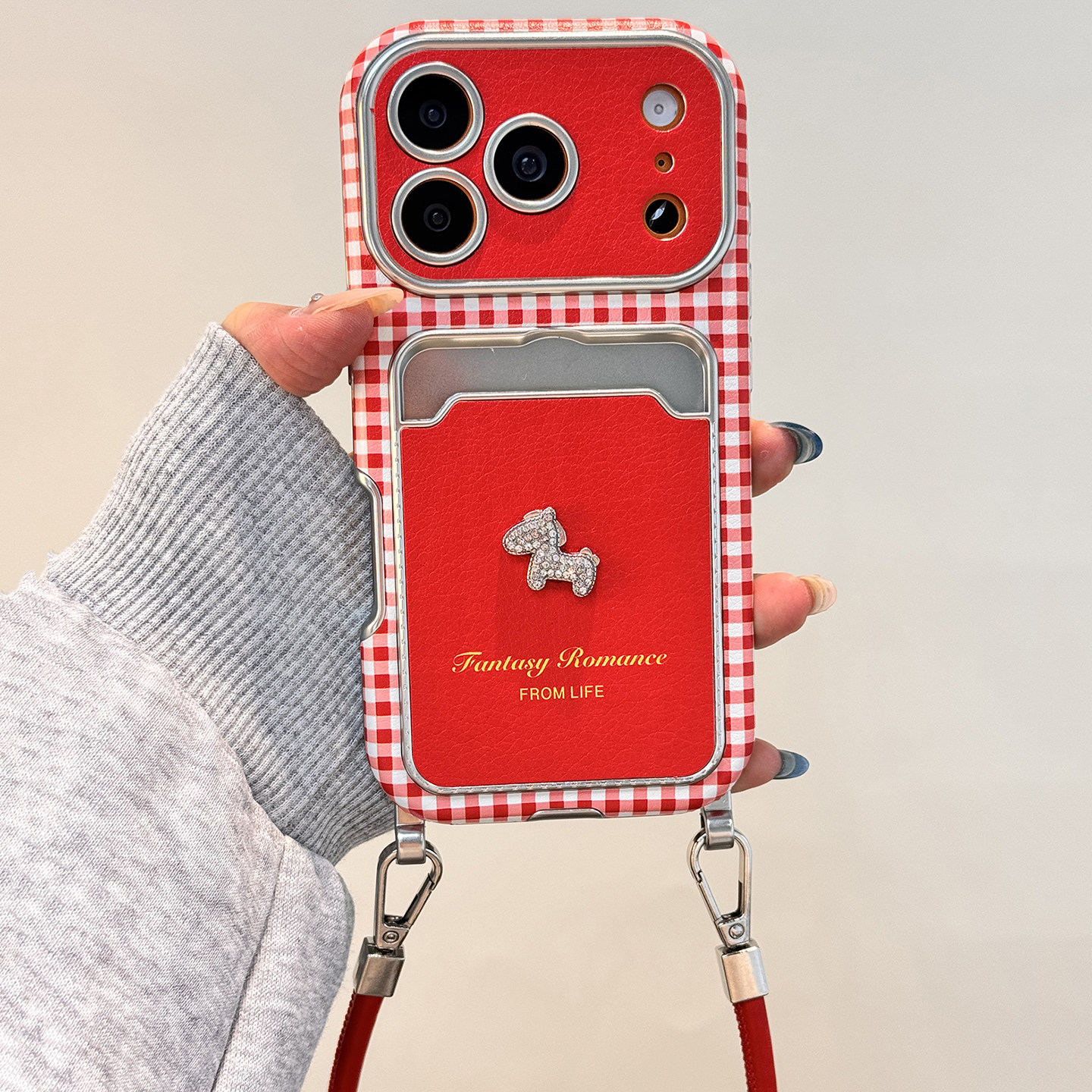 【每日新品】新年红格纹立体小马卡包适用于苹果15手机壳iphone14保护套新款17promax挂绳16pro马年max手机套,3C数码配件,手机保护套/壳,淘宝优惠券,粉丝福利购,淘宝优惠卷