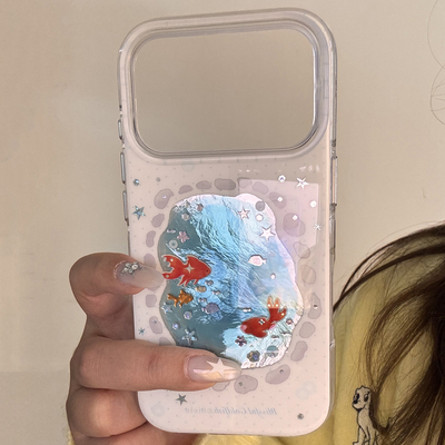 【每日新品】韩系ins鎏金小池塘金鱼适用于iphone17promax手机壳苹果15保护套14创意13新款16pro女max手机套