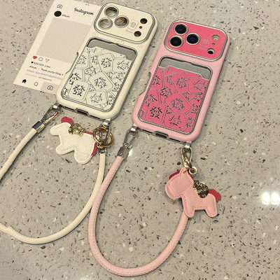 中国风文字发卡包带挂绳适用于iphone17promax手机壳苹果16保护套14少女13新款15pro全包外壳max高级感手机套