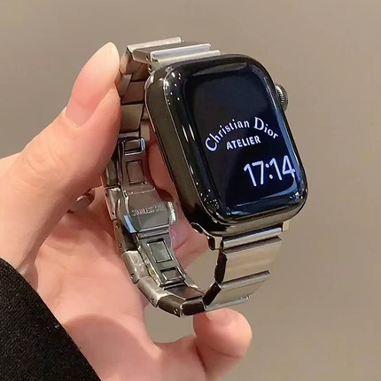 不锈钢小蛮腰链式适用苹果手表iwatch10表带applewatch9表带8高级感S10夏季透气S9女款8金属表带7男时尚6创意
