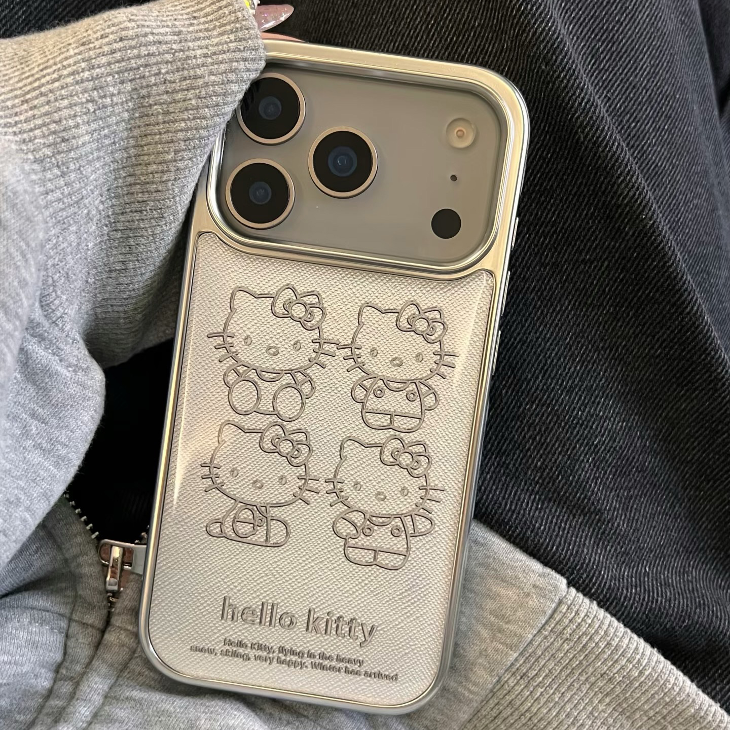 韩系高级感可爱滴胶线条kt猫适用于iphone15手机壳苹果16保护套14全包13新款17promax小众16pro女款max手机套