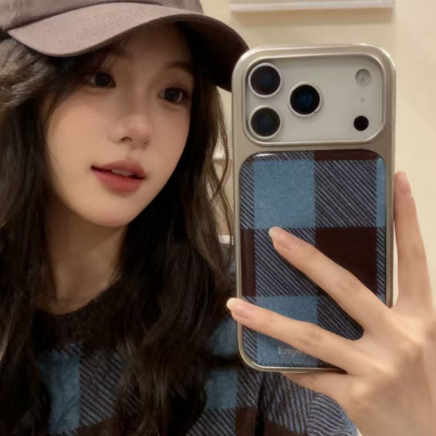 【每日新品】韩系复古格子电镀适用于苹果15手机壳iphone14保护套13新款17promax滴胶16pro高级感max手机套潮