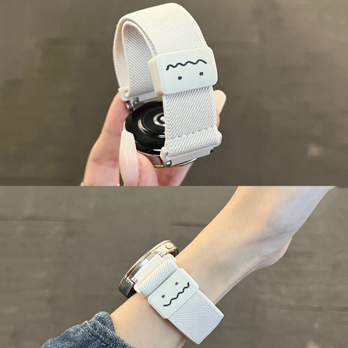 可爱涂鸦编织磁吸扣适用华为GT5表带41mm尼龙GT4新款watch4/3pro智能手表GT3时尚42mm手表带GT女透气腕带创意
