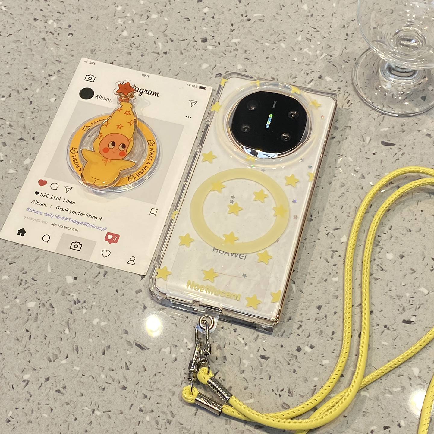 可爱星星人磁吸支架适用于华为x6手机壳matex5外壳matex6新款典藏版matex3外屏壳x5挂绳x3折叠屏mate保护套软