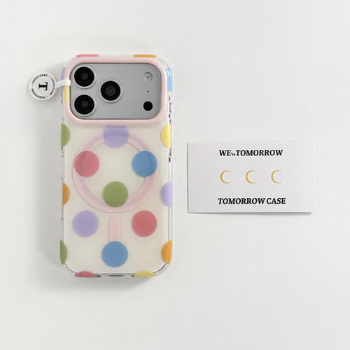 韩系ins彩色波点适用于苹果17promax手机壳iphone16pro保护套15新款17pm超好看外壳女max手机套巨好看高级感