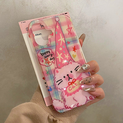 可爱涂鸦猫咪适用于iphone15手机壳苹果16保护套14全包13防摔12新款17promax硅胶16pro小众max手机套超好看女