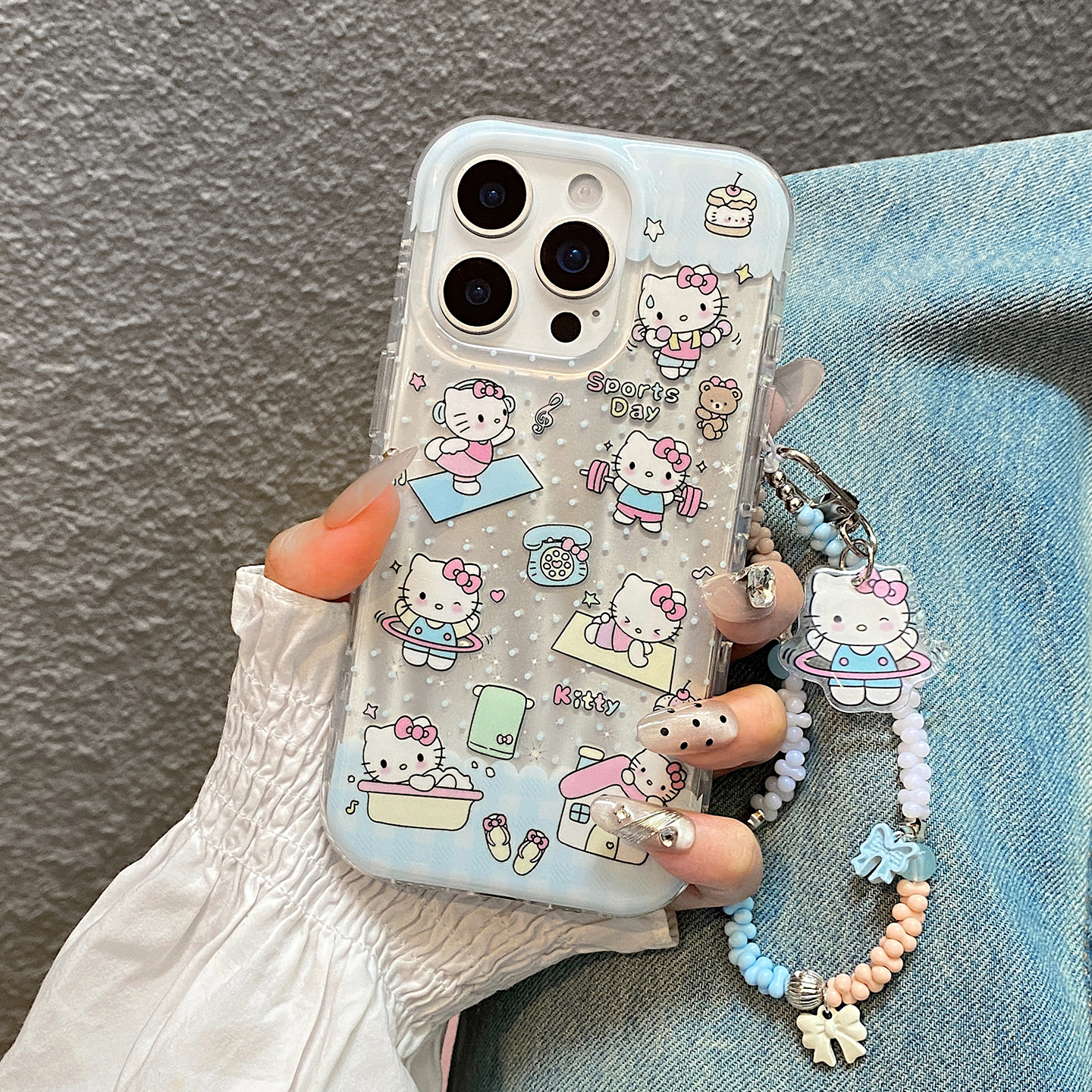 韩系ins可爱卡通健身kitty猫适用于iphone16手机壳苹果15保护套14链条13新款15promax少女16pro个性max手机套