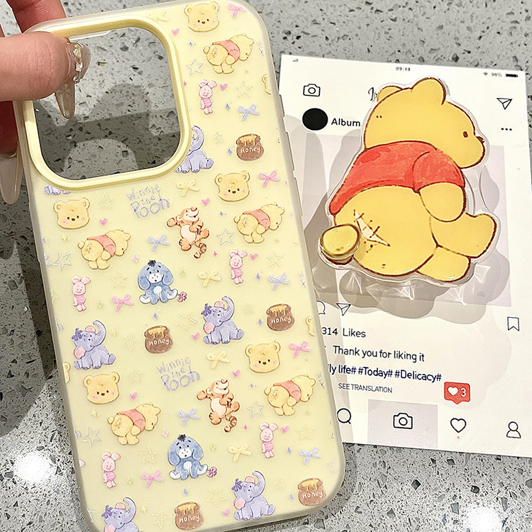 可爱卡通满屏维尼熊适用iphone16pro手机壳苹果15保护套14全包防摔13新款16promax超好看外壳max高级感小众女