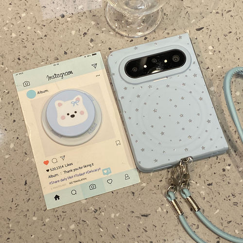 【每日新品】可爱蓝底星星西高地磁吸支架适用于华为puraxmax手机壳purax折叠屏保护套max典藏版超好看挂绳官