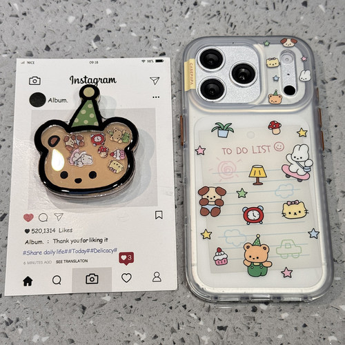 趣味ins风可爱小熊适用于iphone17promax手机壳苹果16保护套14摇摇乐支架13磨砂新款15pro超火max创意手机套