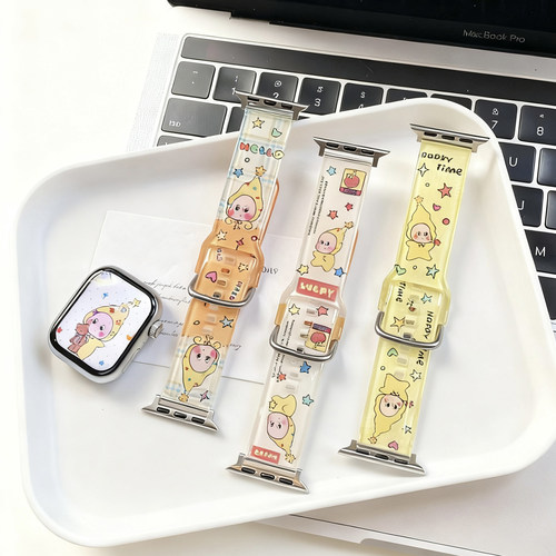 趣味卡通可爱星星人适用于iwatch11苹果手表applewatch10表带s9女款s8硅胶s7透气Ultra3新款45SE3超好看6小众