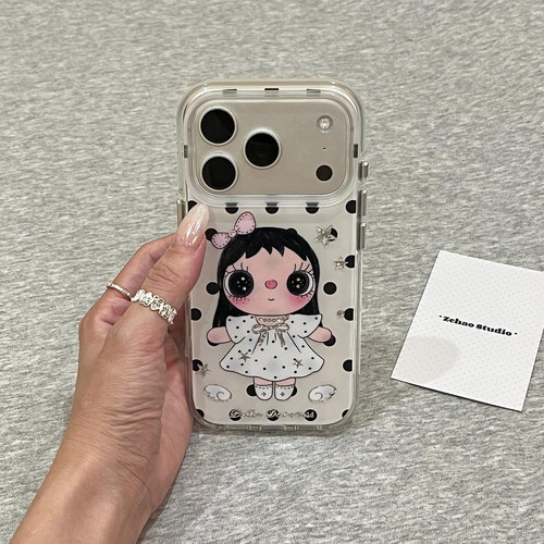 可爱波点裙子小玉适用于苹果17promax手机壳iphone16pro保护套15新款17pm超好看独特巨好看女款高级感小众款