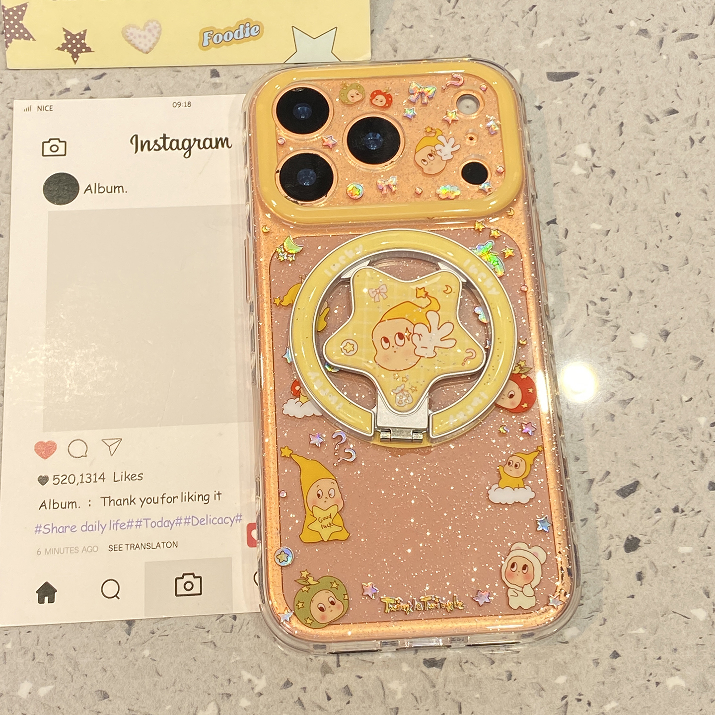 【每日新品】磁吸鎏金围边星星人适用于苹果17promax手机壳iphone14保护套13新款16折叠支架15pro女max手机套