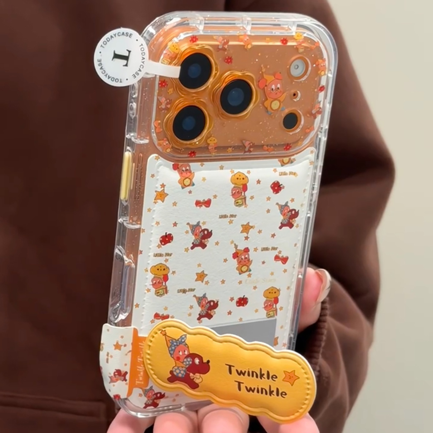 趣味卡通皮纹星星人适用于iphone17promax手机壳苹果15保护套14全包13防摔新款16pro折叠支架max不撞款手机套