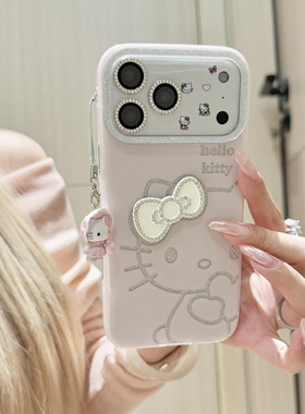 日韩可爱闪粉kitty猫适用于iphone17手机壳苹果15p保护套14立体13新款17promax挂件16pro女款max超好看手机套