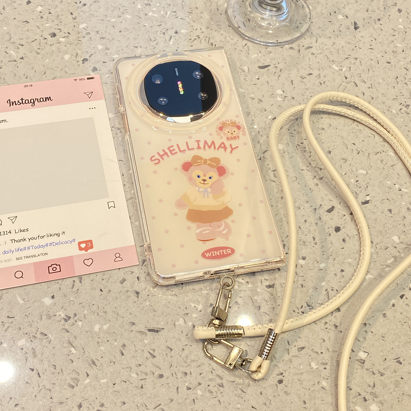 【每日新品】可爱雪莉玫折叠支架适用于华为x6手机壳matex5外壳matex6新款典藏版matex3斜跨挂绳x5折叠屏mate