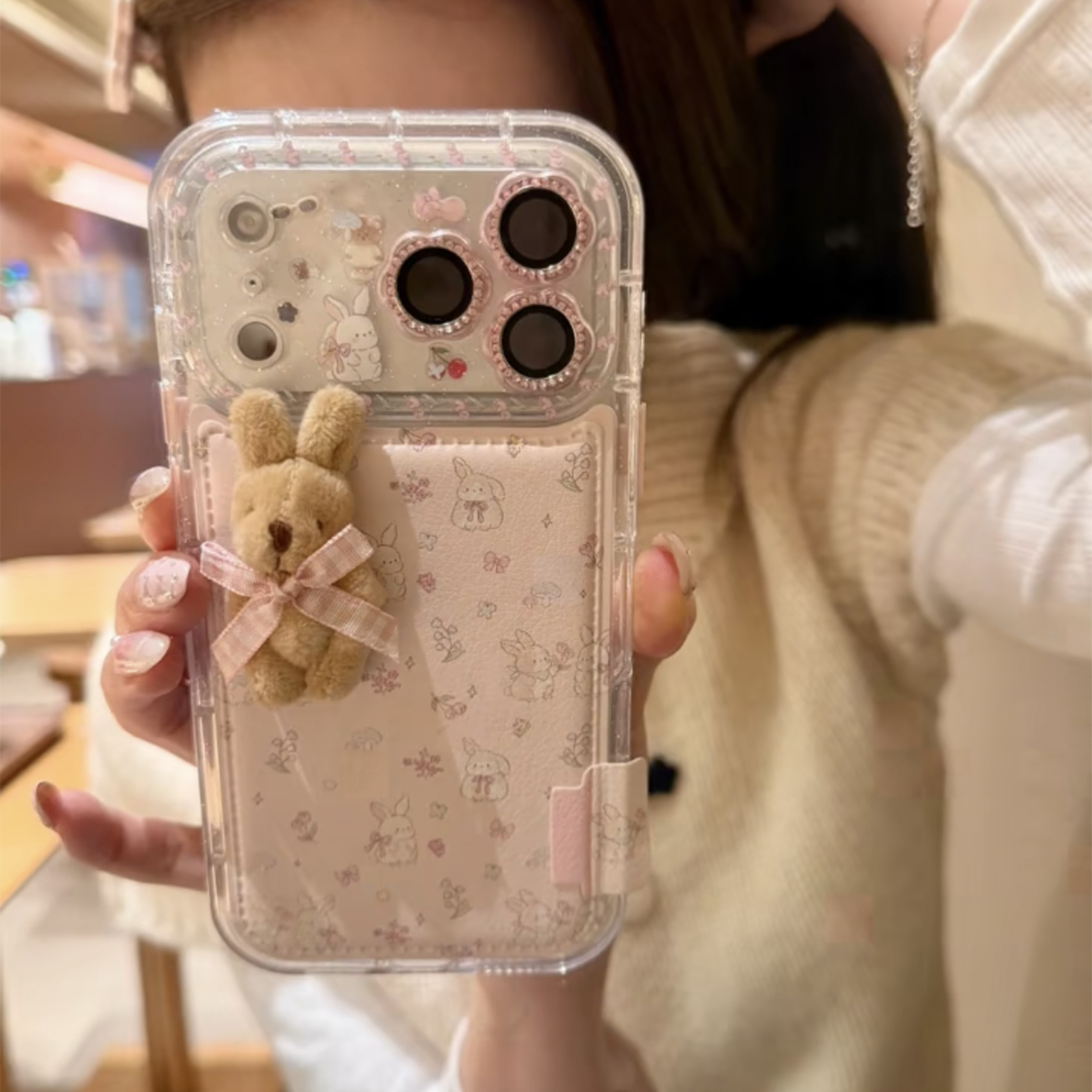 【每日新品】韩系ins粉色碎花毛绒兔子适用于苹果17pro手机壳iphone16保护套14少女13新款15promax/max手机套