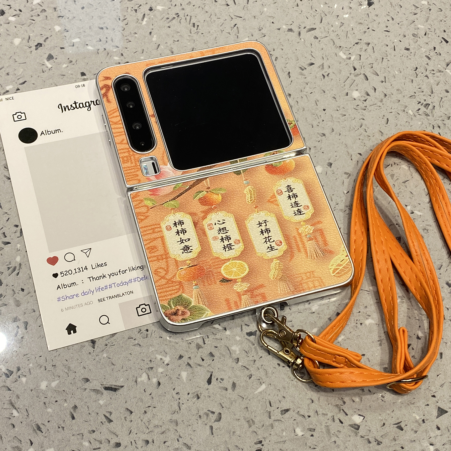 【每日新品】中国风多标签柿柿如意好事发生斜跨挂绳适用华为purax手机壳pura折叠屏x典藏版国潮国风新年过年