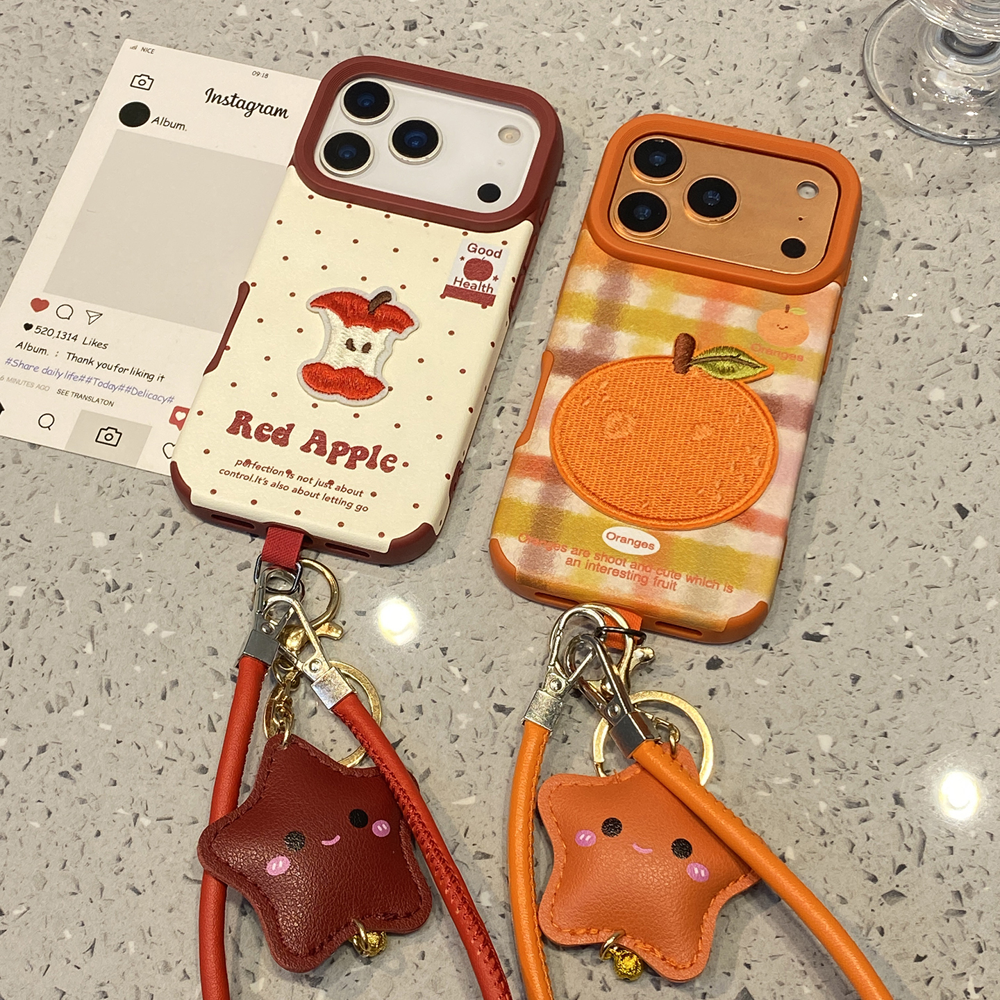 【每日新品】秋冬刺绣苹果核橘子适用于iphone17promax手机壳苹果15保护套14挂绳13新款16pro超好看max手机套