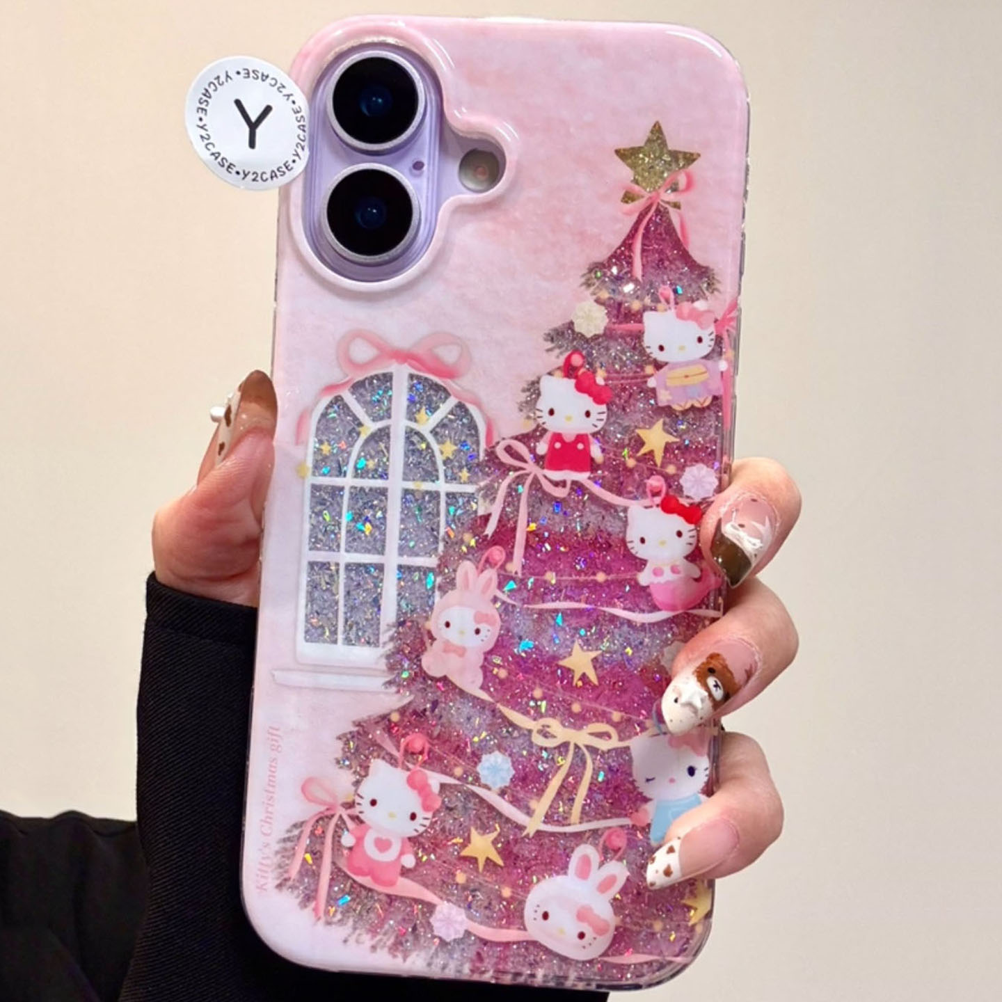 【每日新品】可爱粉底圣诞树kt猫适用于苹果15手机壳iphone14保护套13新款17promax手链16pro巨好看max手机套