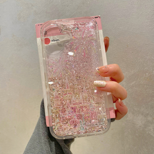高级感闪粉烟花城堡适用于iphone16pro手机壳苹果15保护套14个性 16promax女款 max超好看外壳不撞款 流沙13新款