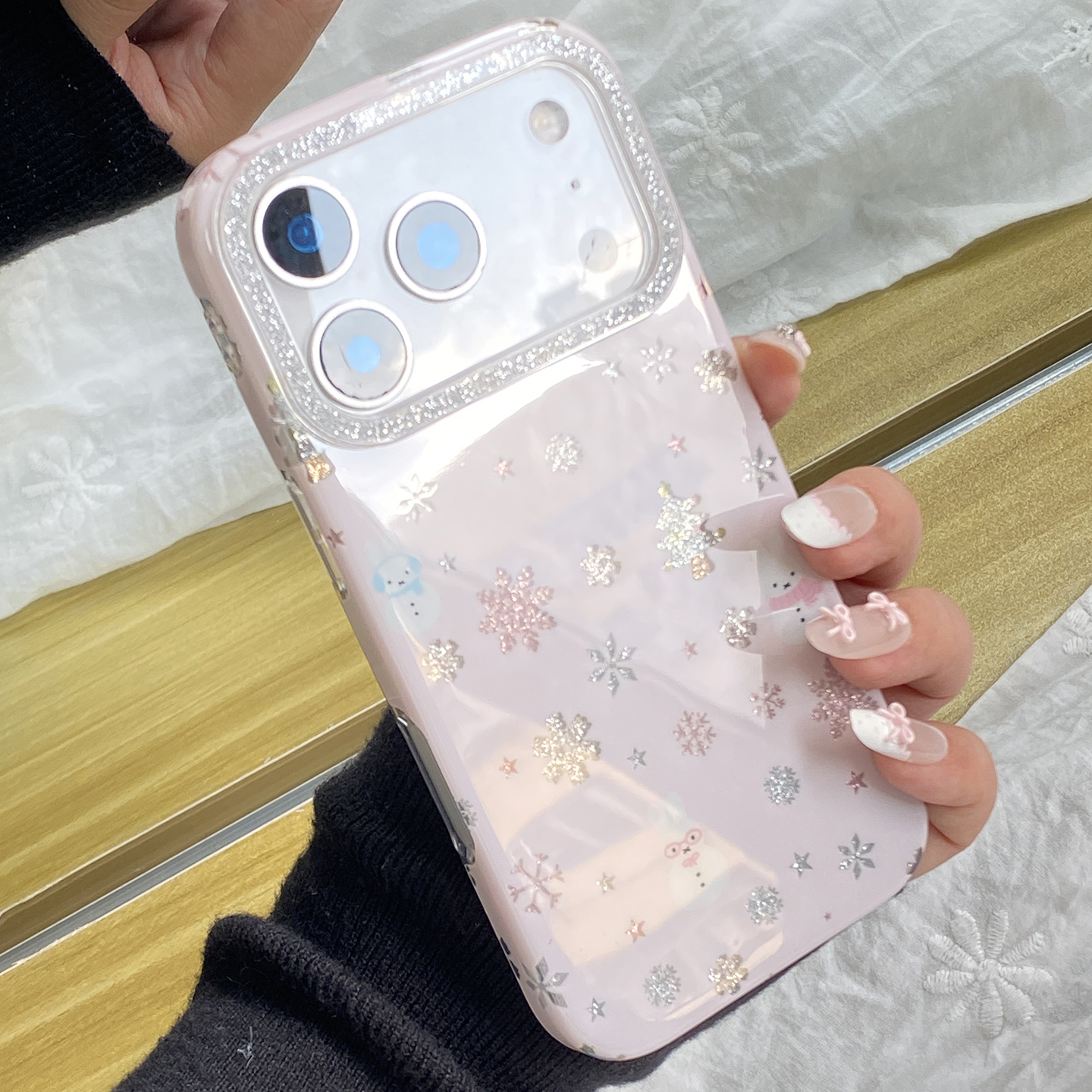 韩系ins闪粉雪花米菲兔适用于iphone17promax手机壳苹果16保护套14女款13全包新款15pro高级感max独特手机套