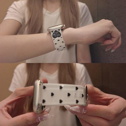 韩系爱心硅胶适用苹果S11手表s9表带iwatch10新款applewatch8代/S7超好看SE腕带S6高级感5超好看巨好看不撞款