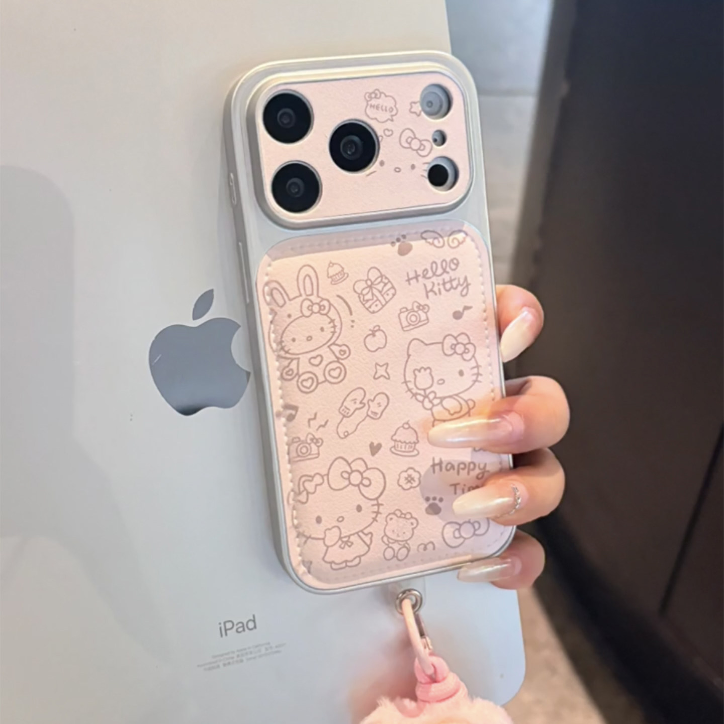 可爱皮质粉色线条KT猫适用于苹果17promax手机壳iphone14保护套13网红新款16全包15pro带挂绳max巨好看手机套,3C数码配件,手机保护套/壳,淘宝优惠券,粉丝福利购,淘宝优惠卷